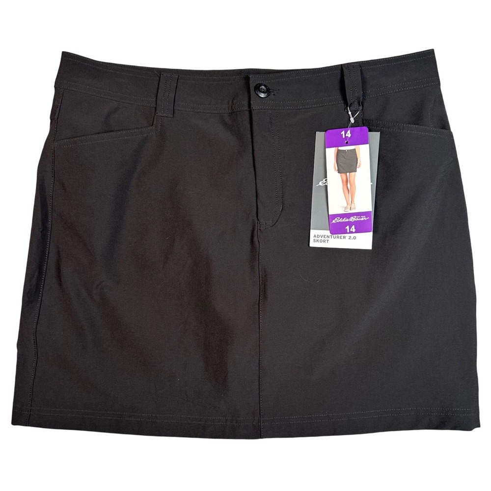 NWT Eddie Bauer Adventurer 2.0 Skort Women 14 Black Hiking Golf UPF Stretch Gorp